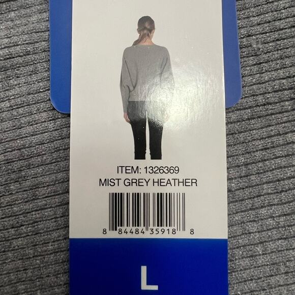 JOAN VASS NEWYORK MIST HEATHER GREY BATWING SWEATER SIZE L NWT - Picture 10 of 12